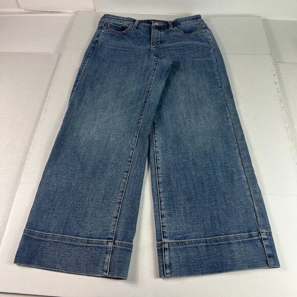 Not Your Daughters Jeans Women's 30x26* Teresa Wide Leg Crop Blue Denim Tag 6 - Picture 1 of 16